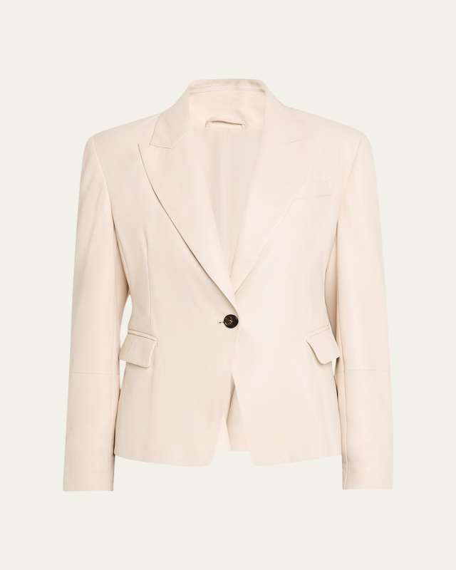 Smooth Glove Leather Single-Breasted Blazer